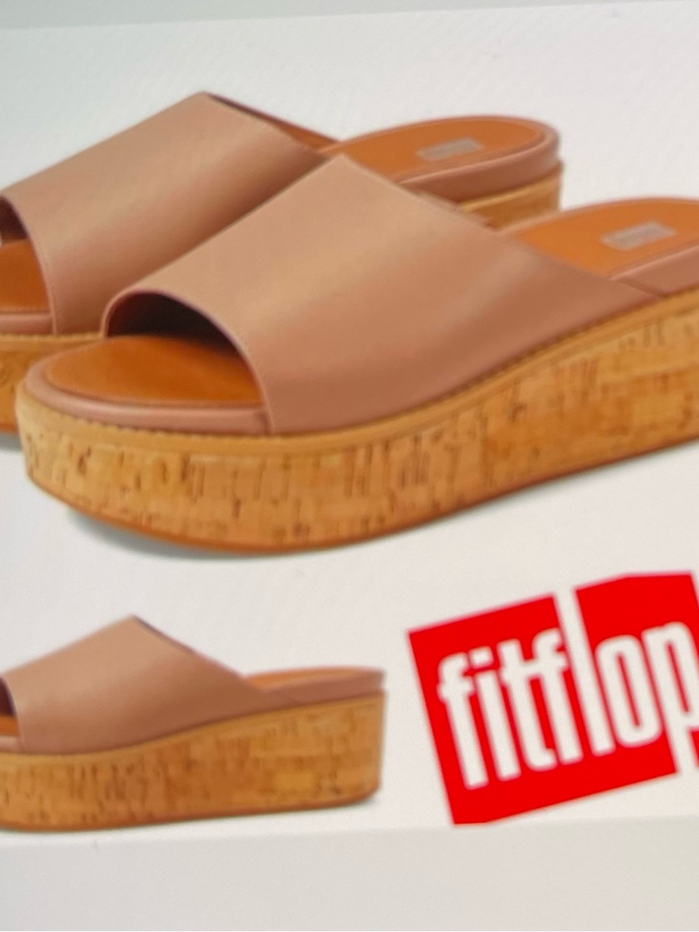 FitFlop Women's Nude Tan Cork-Platform Slide Sandals